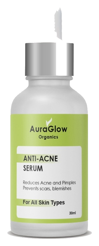 AuraGlow Organic Anti-Acne Serum Bottle
